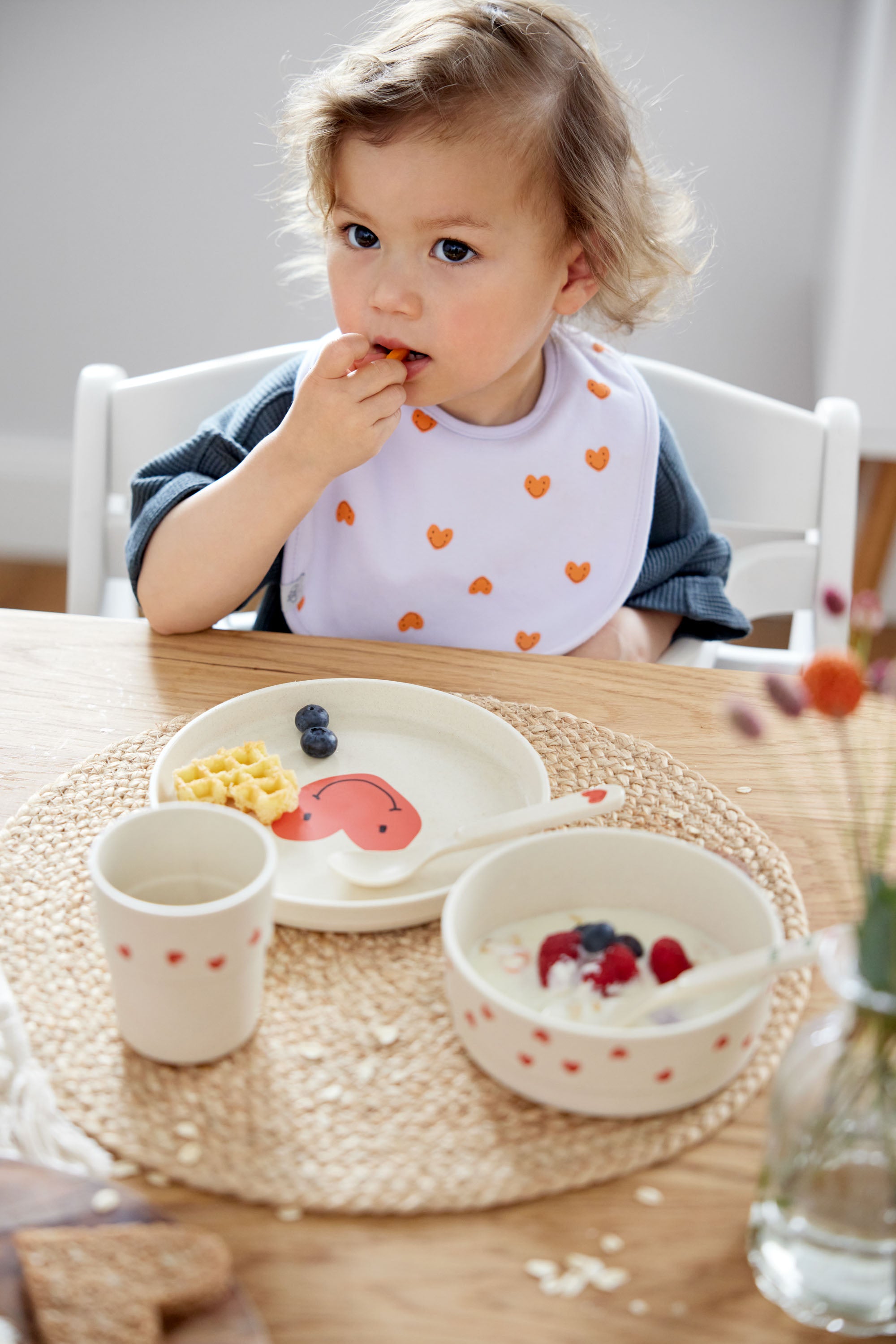 Kinderservies set hartjes lavendel 3 stuks