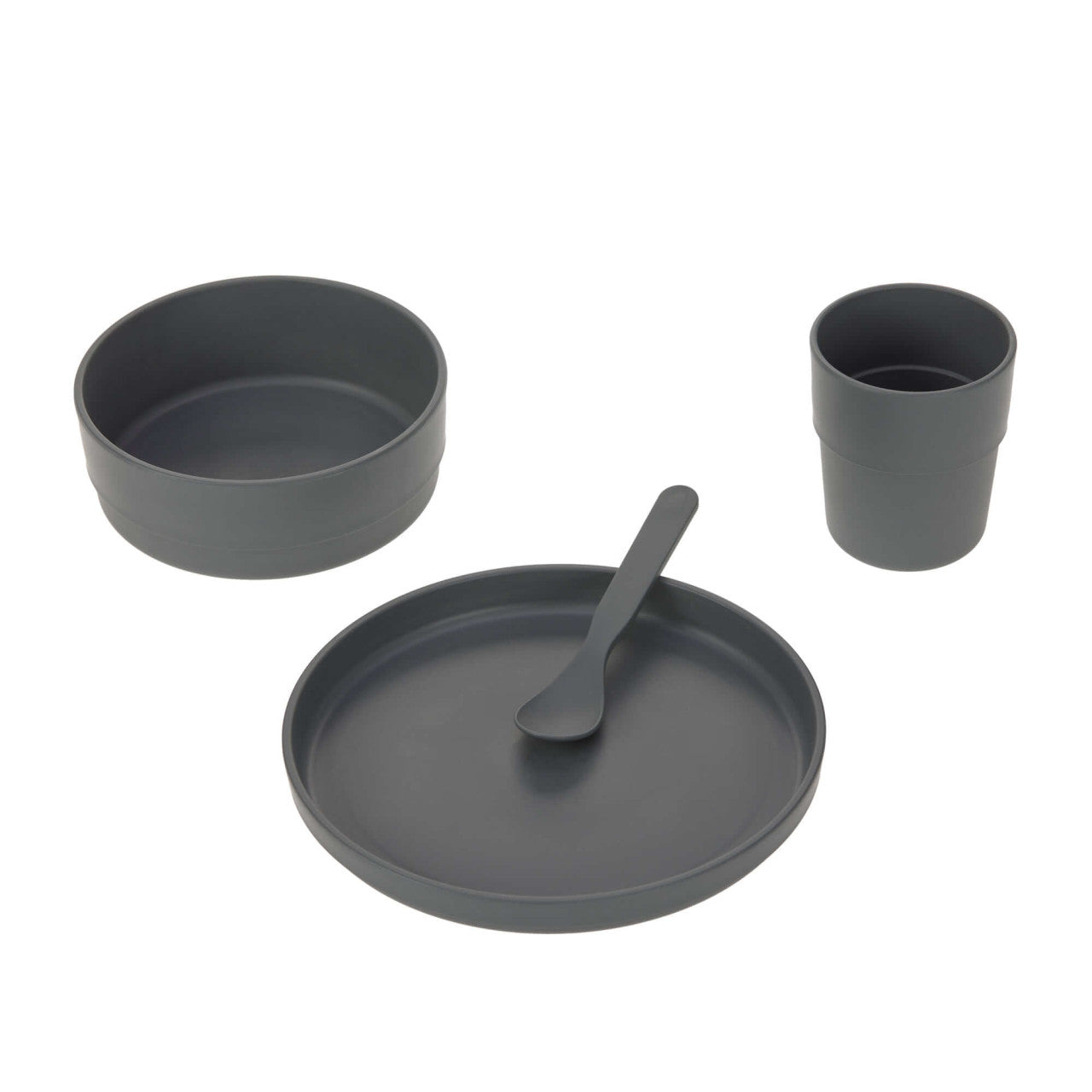 Kinderservies set antraciet 4 stuks