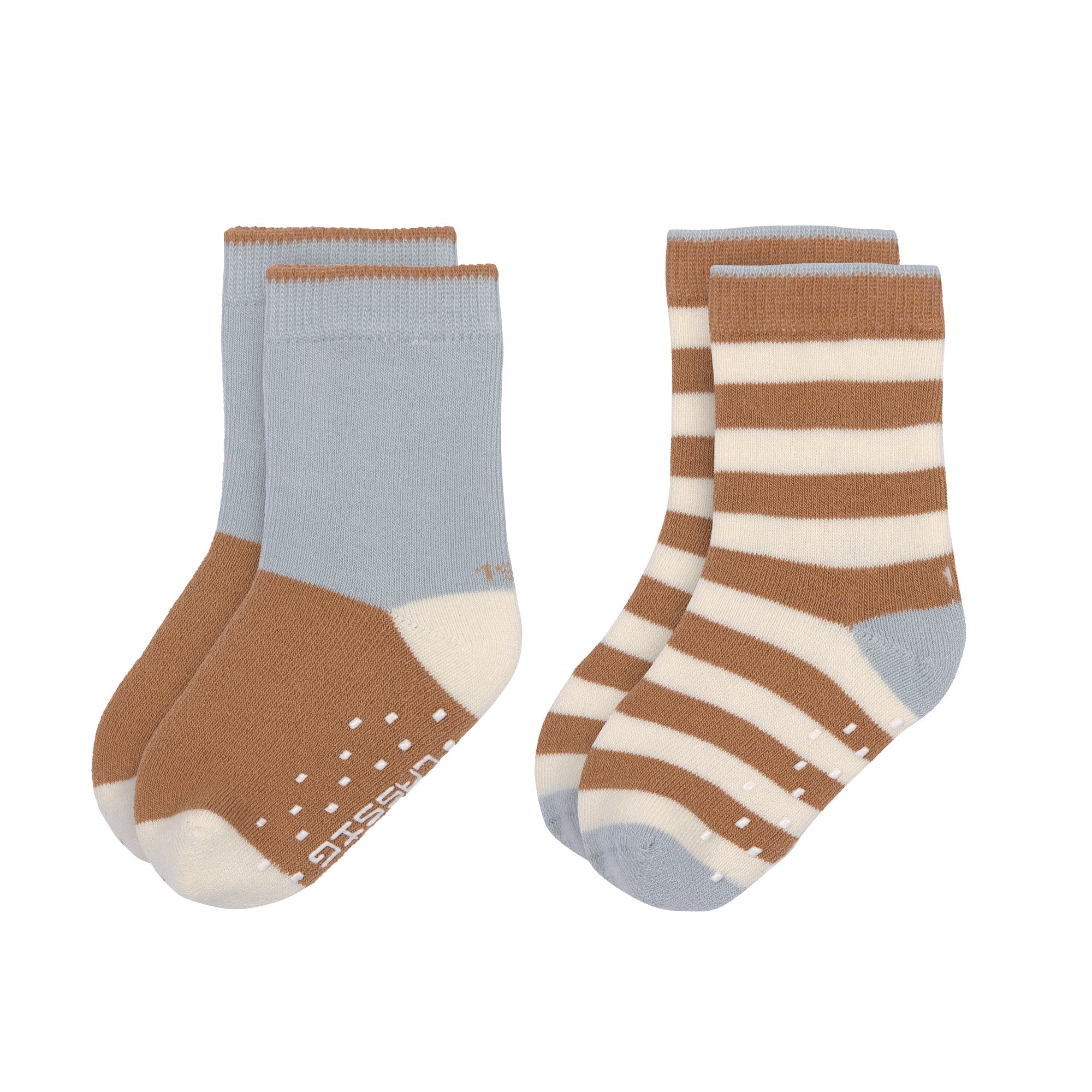 Antislip sokken lichtblauw/caramel