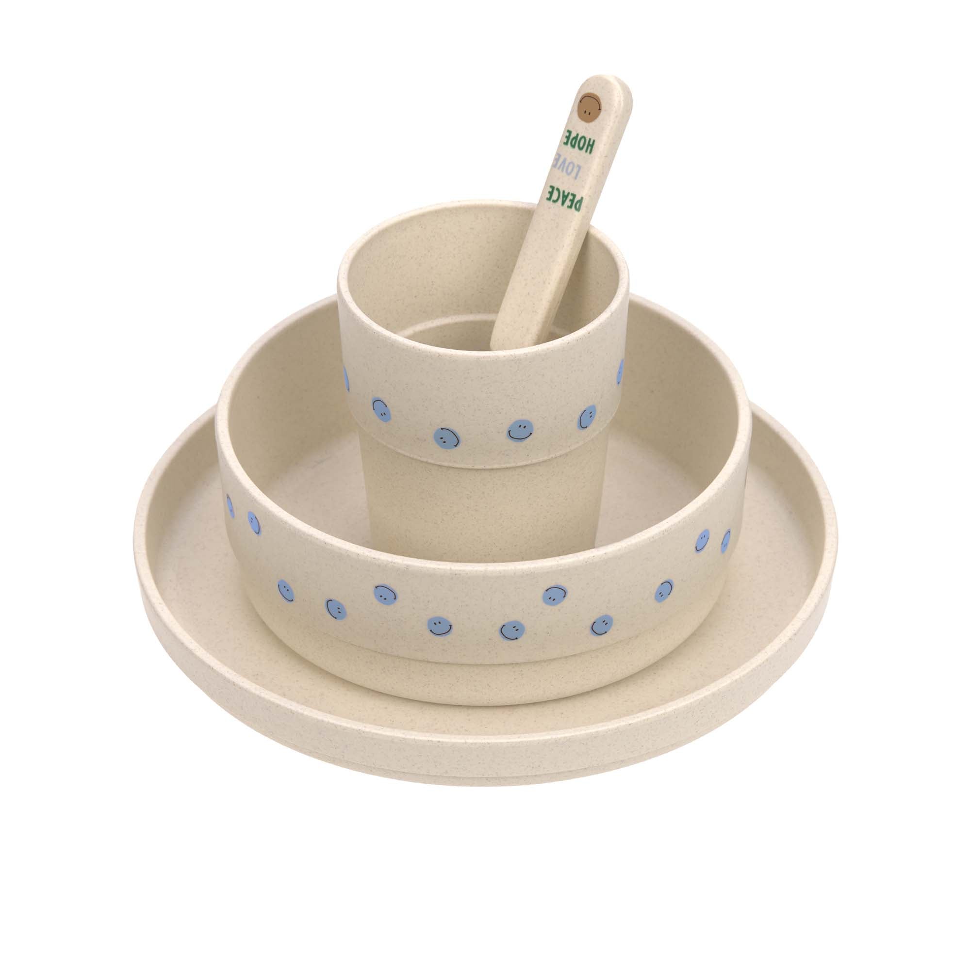 Kinderservies set smile hemelsblauw 3 stuks