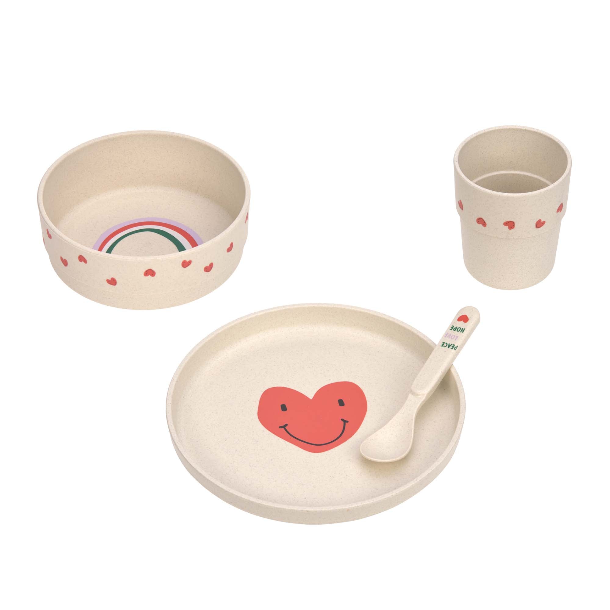 Kinderservies set hartjes lavendel 3 stuks
